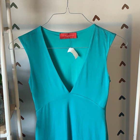 NWT Bodycon Silky Akira Mini Dress, teal - Picture 3 of 3